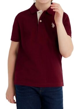 U.S. Polo Assn Boys Polo Shirt Maroon NWT Short Sleeve Cotton Classic Fit